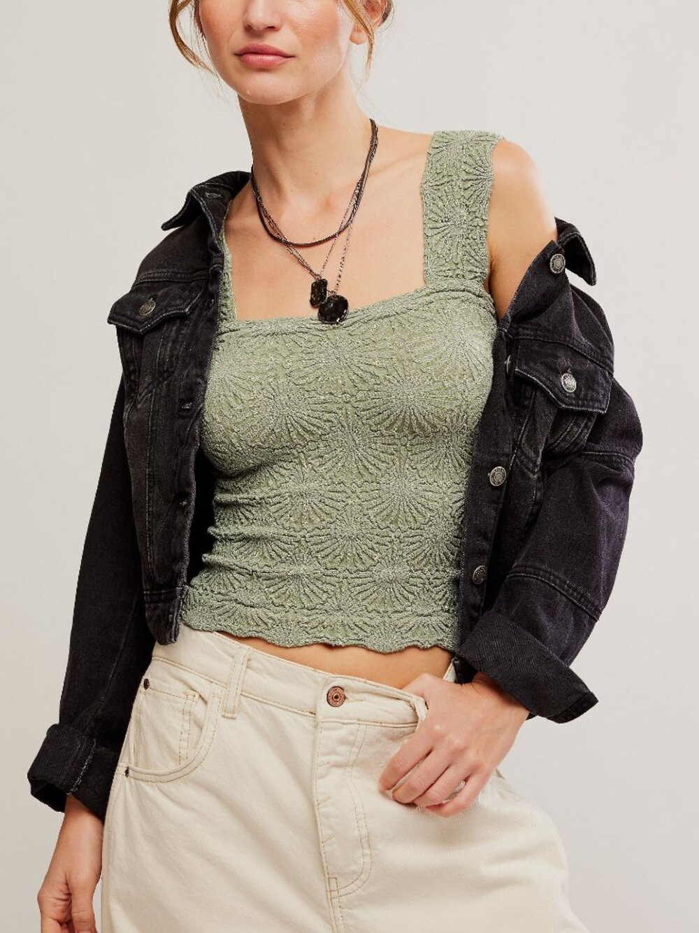 🆕 FREE PEOPLE Love Letter Cami / Forest Run